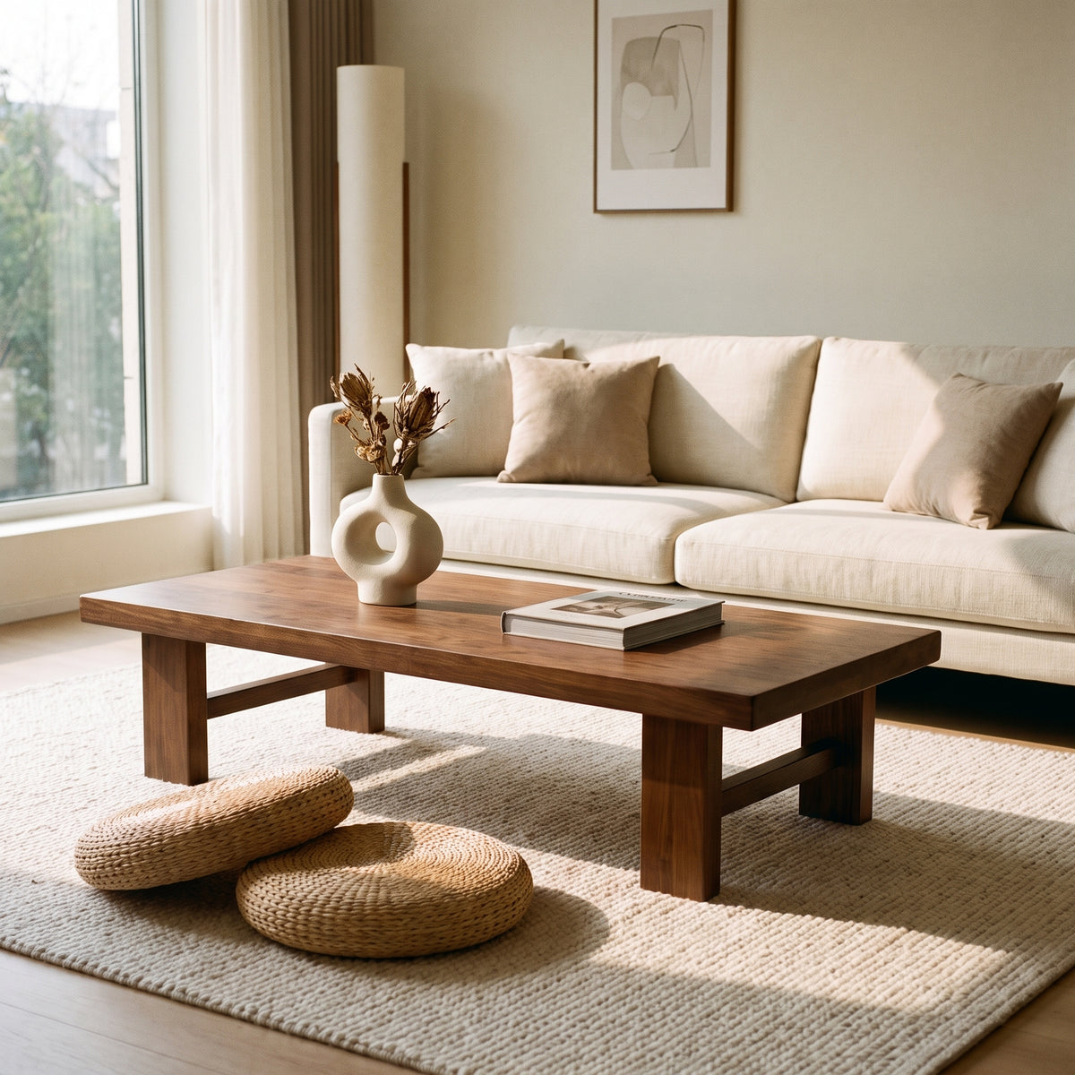 Table basse rectangulaire en bois massif – design nordique