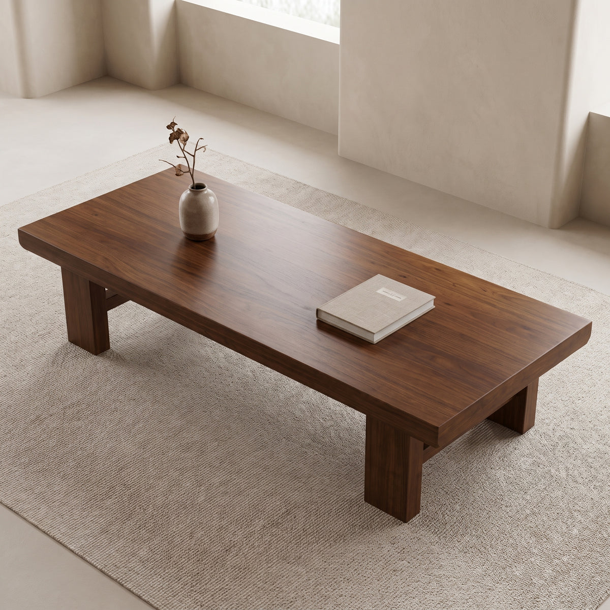 Table basse rectangulaire en bois massif – design nordique