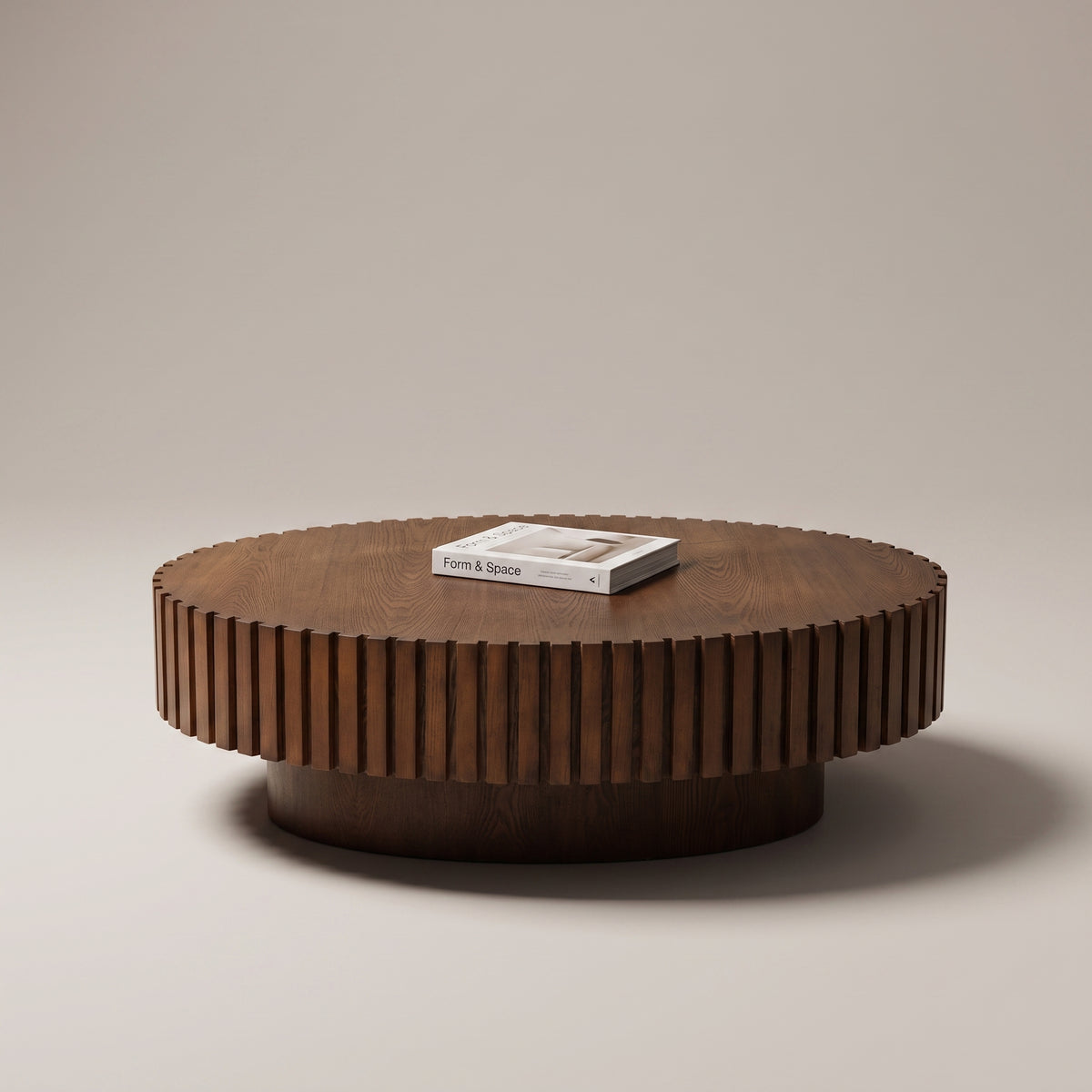 Table basse ronde en bois cannelé – 80 ou 100 cm